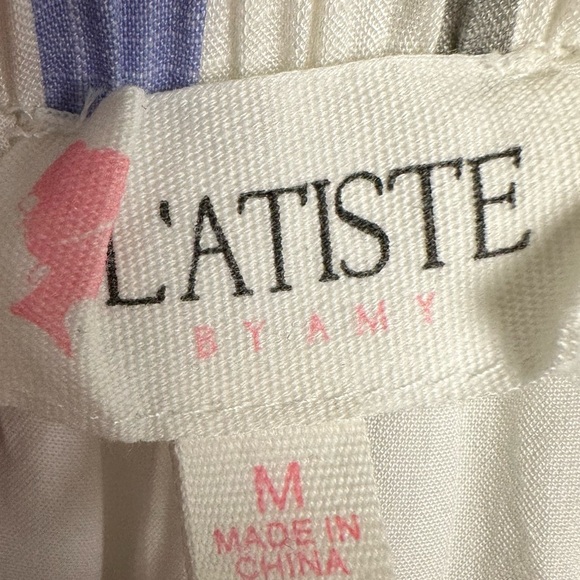 L’atiste white striped off the shoulder beachy romper size medium - Picture 4 of 7